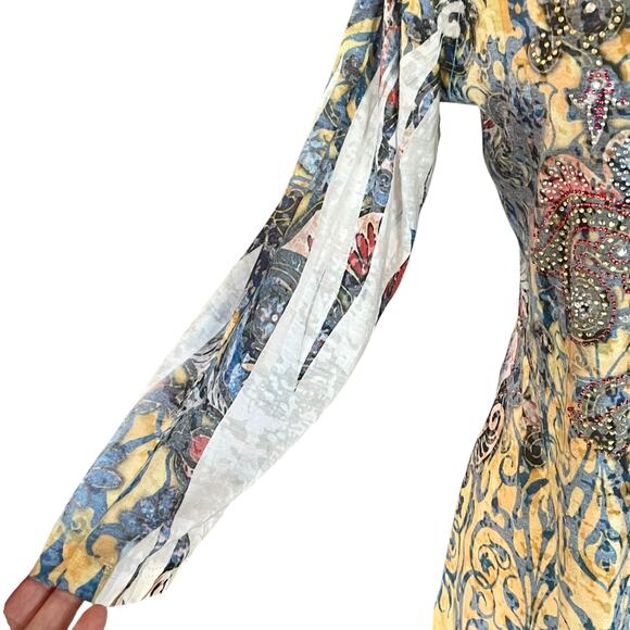 Reba Bling Rhinestone Embellished T-shirt Size LARGE Casual Western Boho Cowgirl - Picture 5 of 9